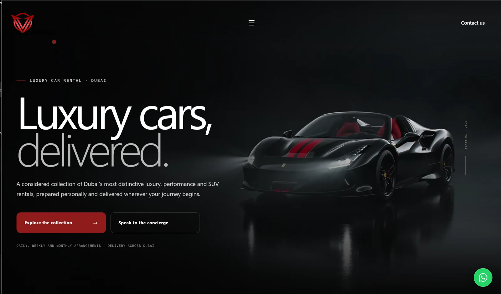 Rovan website displayed on a MacBook screen, showing the Luxury cars, delivered homepage